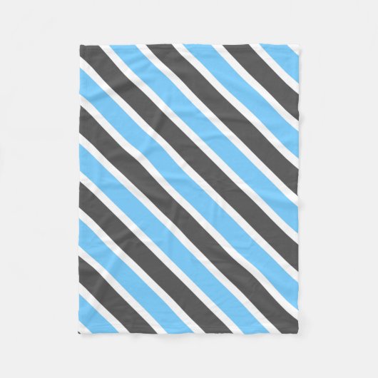 Modern Sky Blue Gray Diagonal Stripes Fleecedecke (Vorderseite)