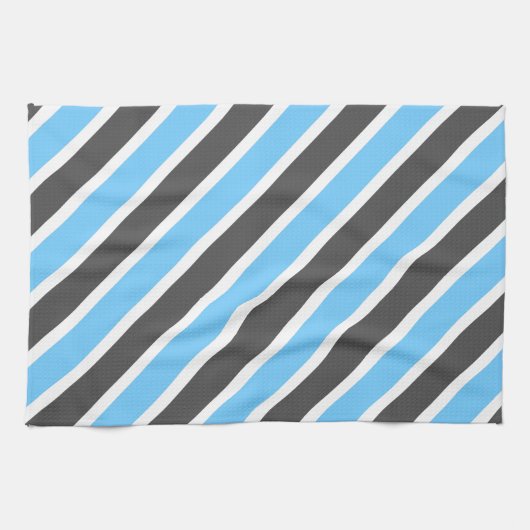 Modern Sky Blue Gray Diagonal Stripes Geschirrtuch (Horizontal)