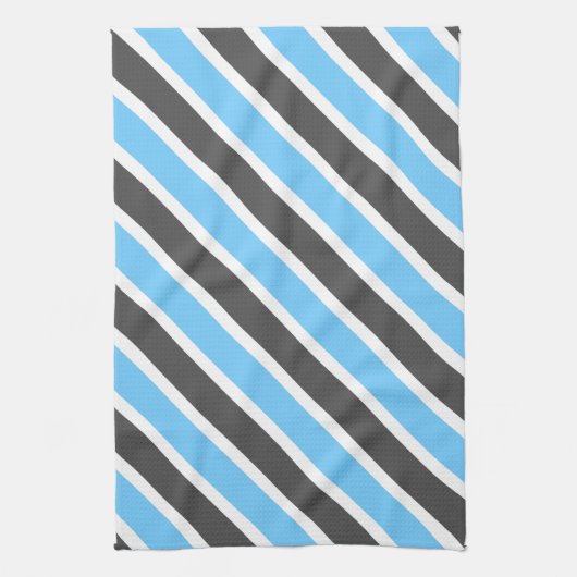 Modern Sky Blue Gray Diagonal Stripes Geschirrtuch (Vertikal)