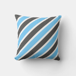 Modern Sky Blue Gray Diagonal Stripes Kissen