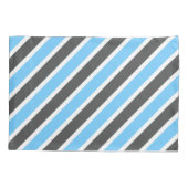 Modern Sky Blue Gray Diagonal Stripes Kissenbezug (Rückseite-Links)