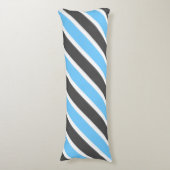 Modern Sky Blue Gray Diagonal Stripes Seitenschläferkissen (Vorderseite Vertikal)