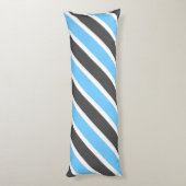 Modern Sky Blue Gray Diagonal Stripes Seitenschläferkissen (Rückseite (Vertikal))