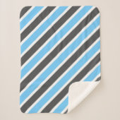 Modern Sky Blue Gray Diagonal Stripes Sherpadecke (Vorderseite)