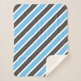 Modern Sky Blue Gray Diagonal Stripes Sherpadecke