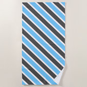 Modern Sky Blue Gray Diagonal Stripes Strandtuch (Vorderseite)