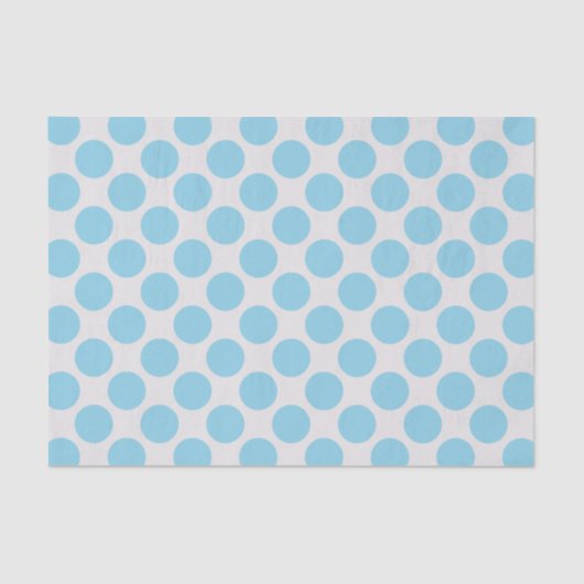 Modern Sky Blue und White Large Polka Dots Seidenpapier (Vorderseite)