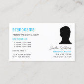Modern Sky Blue White mit Monogram Logo und Foto Visitenkarte (Rückseite)