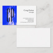 Modern Sky Blue White Monogram Beruflich Visitenkarte (Vorne/Hinten)
