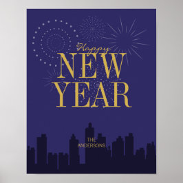 Modern Skyline Happy New Year's Poster Sign