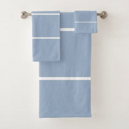Modern Slate Blue White Geometric Lines Badhandtuch Set