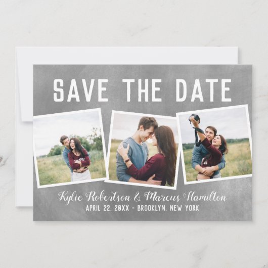 Modern Slate Snapshots Save the Date 3 Foto (Vorderseite)