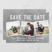 Modern Slate Snapshots Save the Date 3 Foto (Vorne/Hinten)