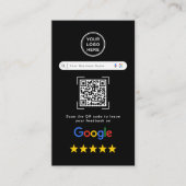 Modern Sleek Black Google Review QR Code Visitenkarte (Vorderseite)