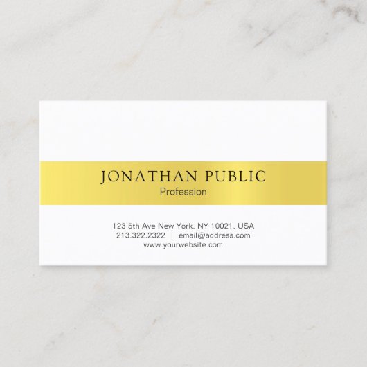 Modern Sleek Elegante Gold Juwelier Verkäufer Visitenkarte (Vorderseite)