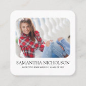 Modern Sleek Foto Graduate Name Calling Card Quadratische Visitenkarte (Vorderseite)