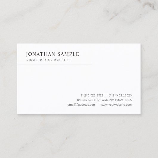 Modern Sleek Minimalist Template Professional Visitenkarte (Vorderseite)