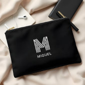 Modern Sleek Monogram Simple Black Zubehörtasche