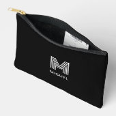 Modern Sleek Monogram Simple Black Zubehörtasche (Offen)