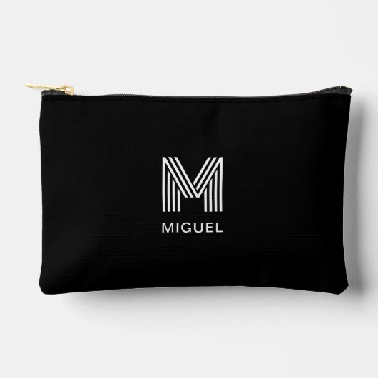 Modern Sleek Monogram Simple Black Zubehörtasche (Vorderseite)