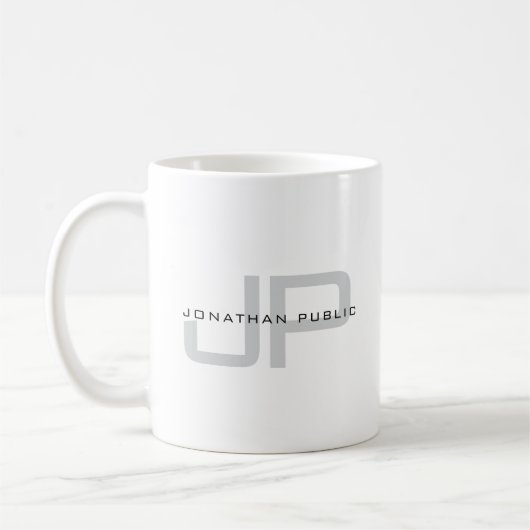 Modern Sleek Template Custom Name Monogrammed Kaffeetasse (Links)
