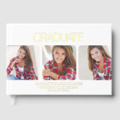 Modern Sleek White 3-Foto Abschluss Gästebuch (Vorderseite)