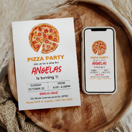 Modern Slice Slice Baby Pizza 1. Geburtstag Einladung