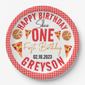 Modern Slice Slice Baby Pizza 1. Geburtstag Pappteller (Vorderseite)