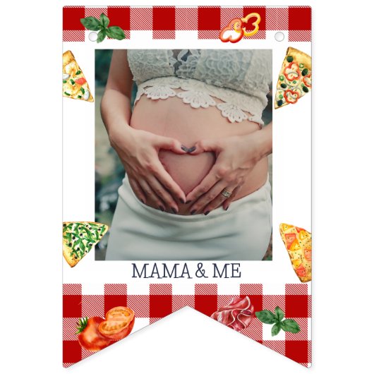 Modern Slice Slice Baby Pizza Foto Milestone Wimpelkette (Zweite Fahne)