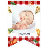 Modern Slice Slice Baby Pizza Foto Milestone Wimpelkette (Dritte Fahne)