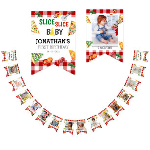 Modern Slice Slice Baby Pizza Foto Milestone Wimpelkette