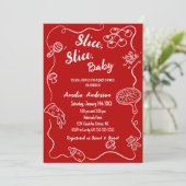 Modern Slice Slice Baby Red Baby Shower Einladung (Stehend Vorderseite)