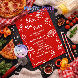 Modern Slice Slice Baby Red Baby Shower Einladung