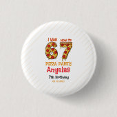 Modern Slice Slice Boy Six Seven Birthday Party Button (Vorderseite)