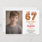 Modern Slice Slice Boy Six Seven Birthday Party Einladung (Vorderseite)