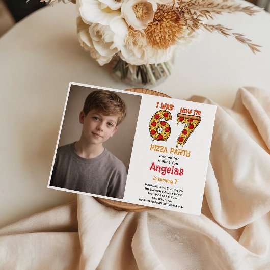 Modern Slice Slice Boy Six Seven Birthday Party Einladung