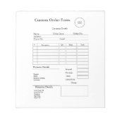 Modern Small Business custom order Sales Receipt Notizblock (Vorderseite)