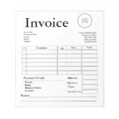 Modern Small Business Invoice Sales Receipt Notizblock (Vorderseite)