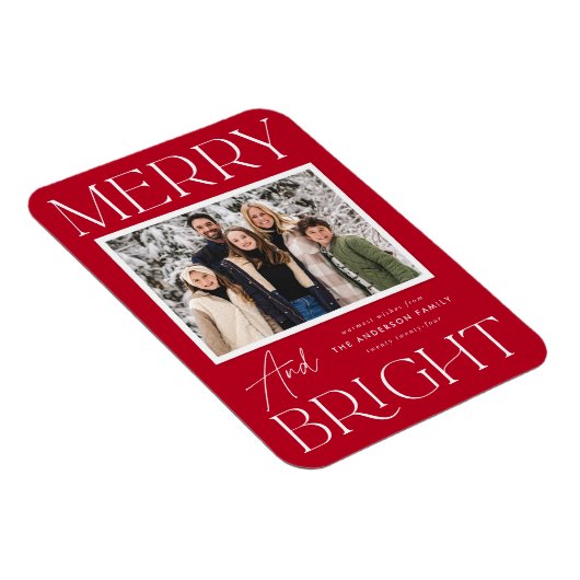 Modern Snapshot - Merry and Bright Foto Magnet (Rechte Seite)