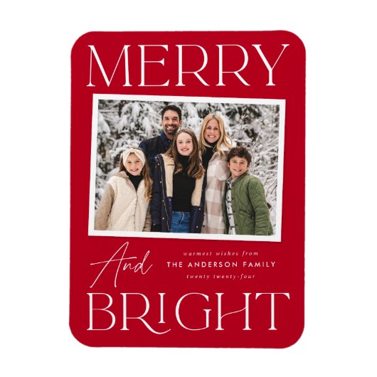 Modern Snapshot - Merry and Bright Foto Magnet (Vertikal)