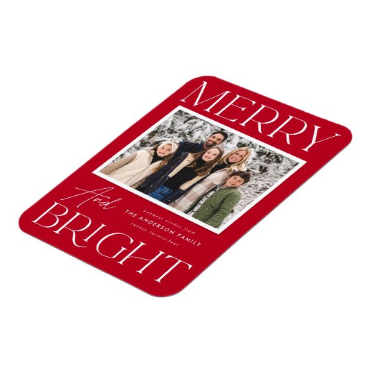 Modern Snapshot - Merry and Bright Foto Magnet (Linke Seite)