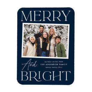 Modern Snapshot Merry and Bright Photo Magnet