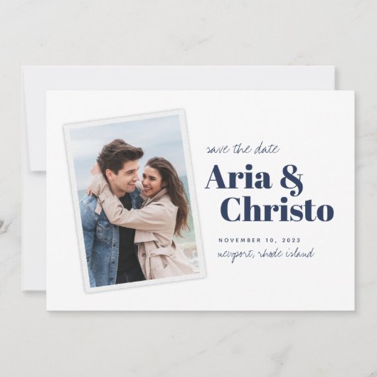 Modern Snapshot | Vertikales Foto Save The Date (Vorderseite)
