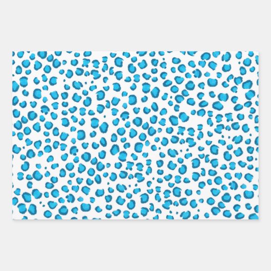 Modern Snow Leopard Blue Green Animal Print Geschenkpapier Set (Vorderseite 3)