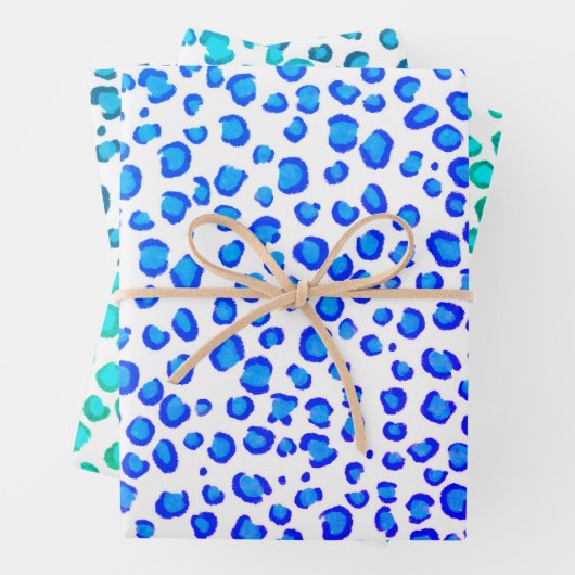 Modern Snow Leopard Blue Green Animal Print Geschenkpapier Set (Beispiel)
