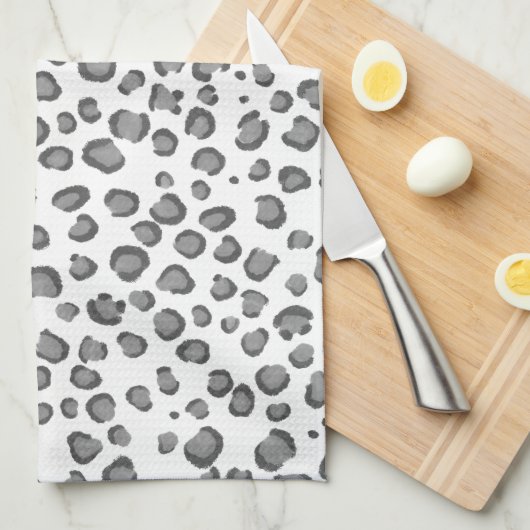 Modern Snow Leopard Muster Animal Print Geschirrtuch (Viertel Falte)