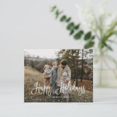 Modern Snow Script 2 Foto Feiertagskarte (Stehend Vorderseite)