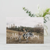 Modern Snow Script 2 Foto Feiertagskarte (Stehend Vorderseite)