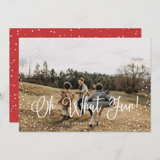 Modern Snow Script 2 Foto Feiertagskarte (Vorne/Hinten)