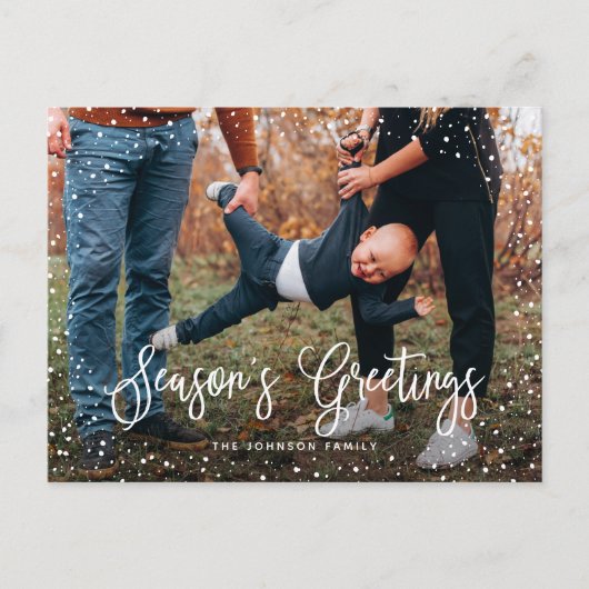 Modern Snow Script 2 Foto Feiertagspostkarte (Vorderseite)